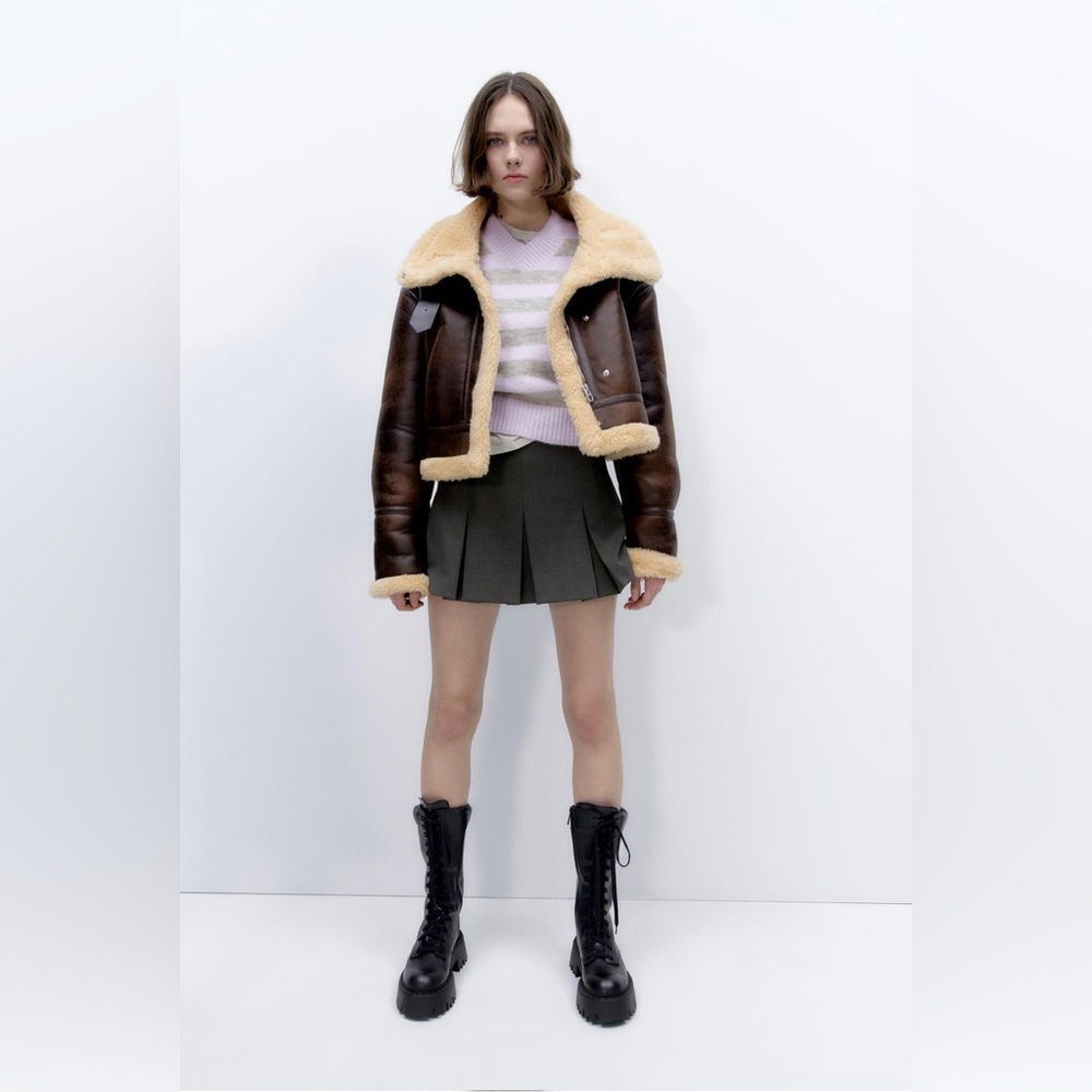 Zara Dark Grey Pleated Mini Skirt